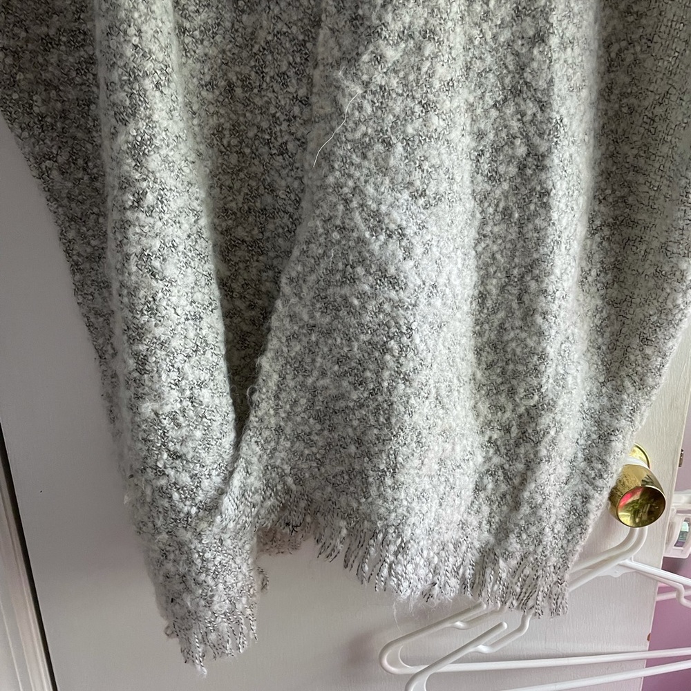 Free People Light Gray Bouclé Open Front Poncho - Picture 3 of 4